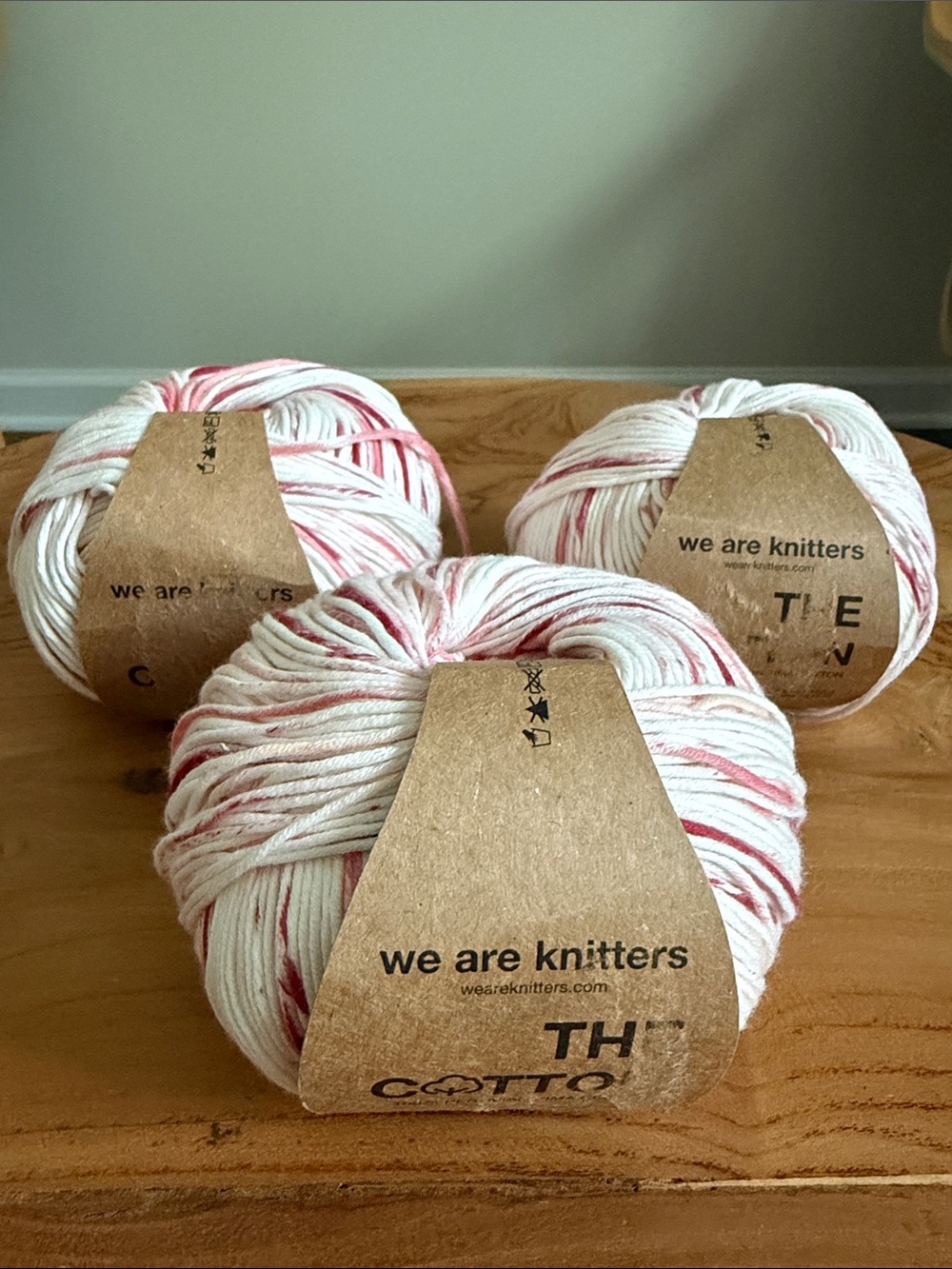 We Are Knitters 100% Pima Cotton Yarn Sprinkle Pink Lot 3 100g / 3.5 oz Skeins